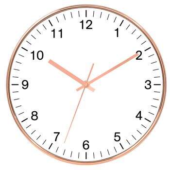 Relógio de Parede de Plástico Cobre e Branco 30cm x 4cm