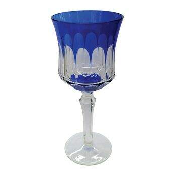 Taça para Água Lapidada Vidro Azul 330 ml